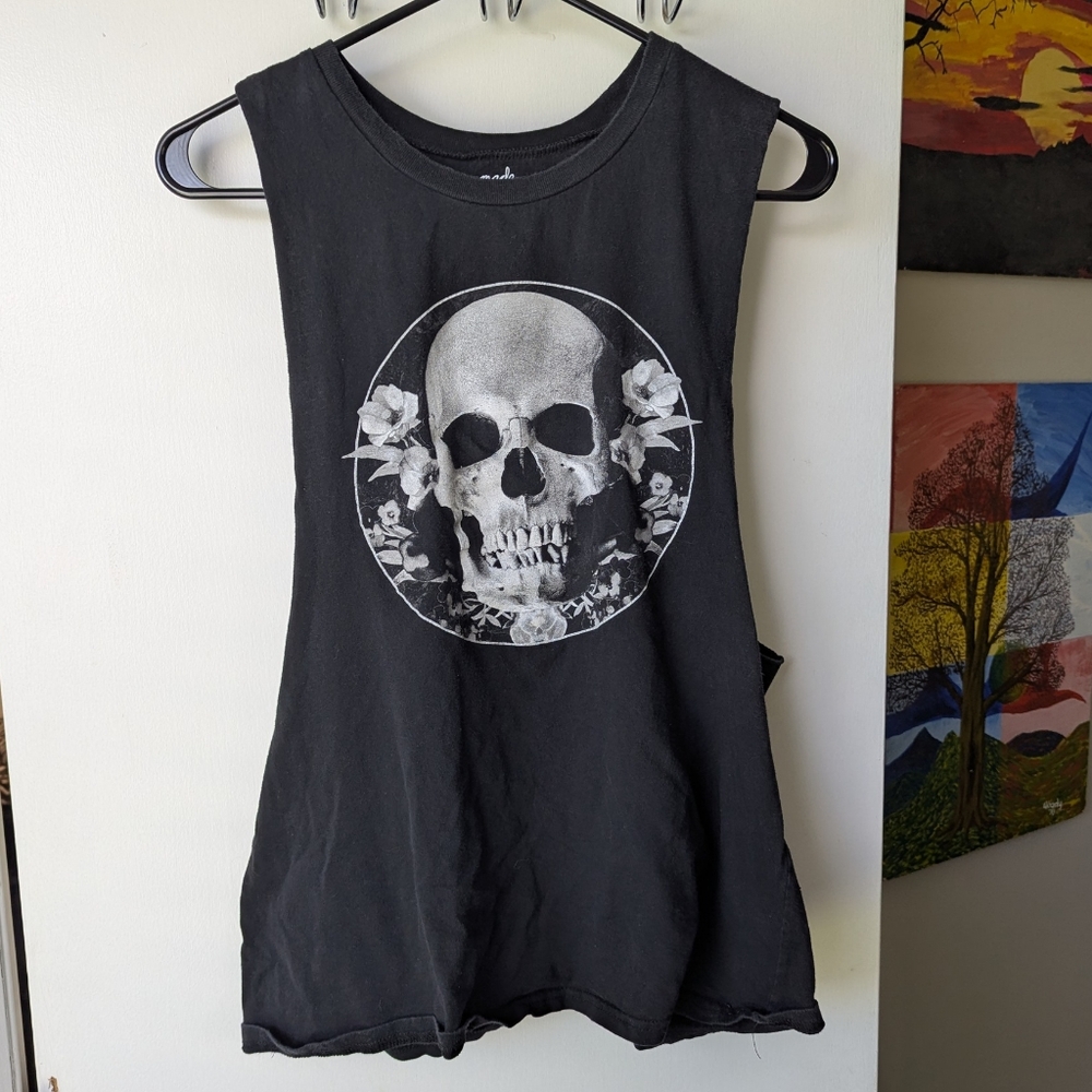 Made Right Skull Black Sleeveless Muscle Tank Top Size Large